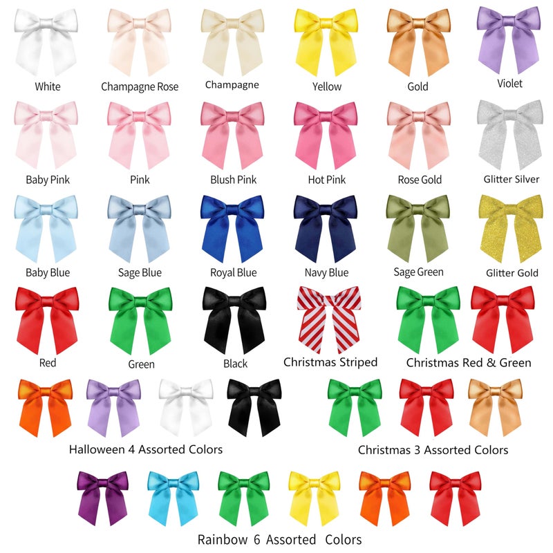 Rainbow Pana RainbowPana 60 Pack Christmas Luxury Twist Tie Bows  Red 3"" Satin Ribbon Pretied Bows  Premade Craft Decoration for Package Cake Pop Basket Favors Cookie Candy  Gift Wrapping Baby Shower Wedding - Image 5